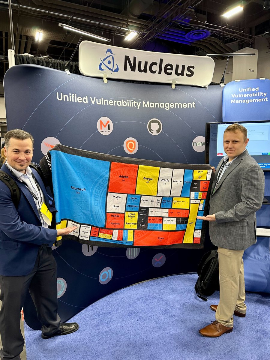 nucleussec's tweet image. #BlackHat2023 is officially underway and our team is already all-in on the fun! 🎩 We&apos;ll be at the Nucleus Booth (#2951) until 6pm today chatting about how we #DoVulnsGood - plus giving out some #CISAKEV-inspired limited edition swag! 😉 Who else is at #BlackHat?!
