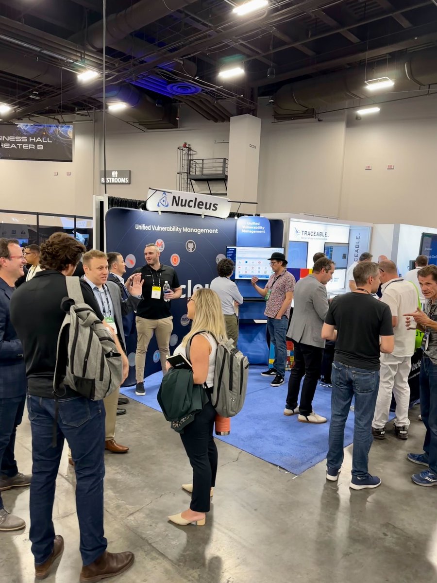 nucleussec's tweet image. #BlackHat2023 is officially underway and our team is already all-in on the fun! 🎩 We&apos;ll be at the Nucleus Booth (#2951) until 6pm today chatting about how we #DoVulnsGood - plus giving out some #CISAKEV-inspired limited edition swag! 😉 Who else is at #BlackHat?!