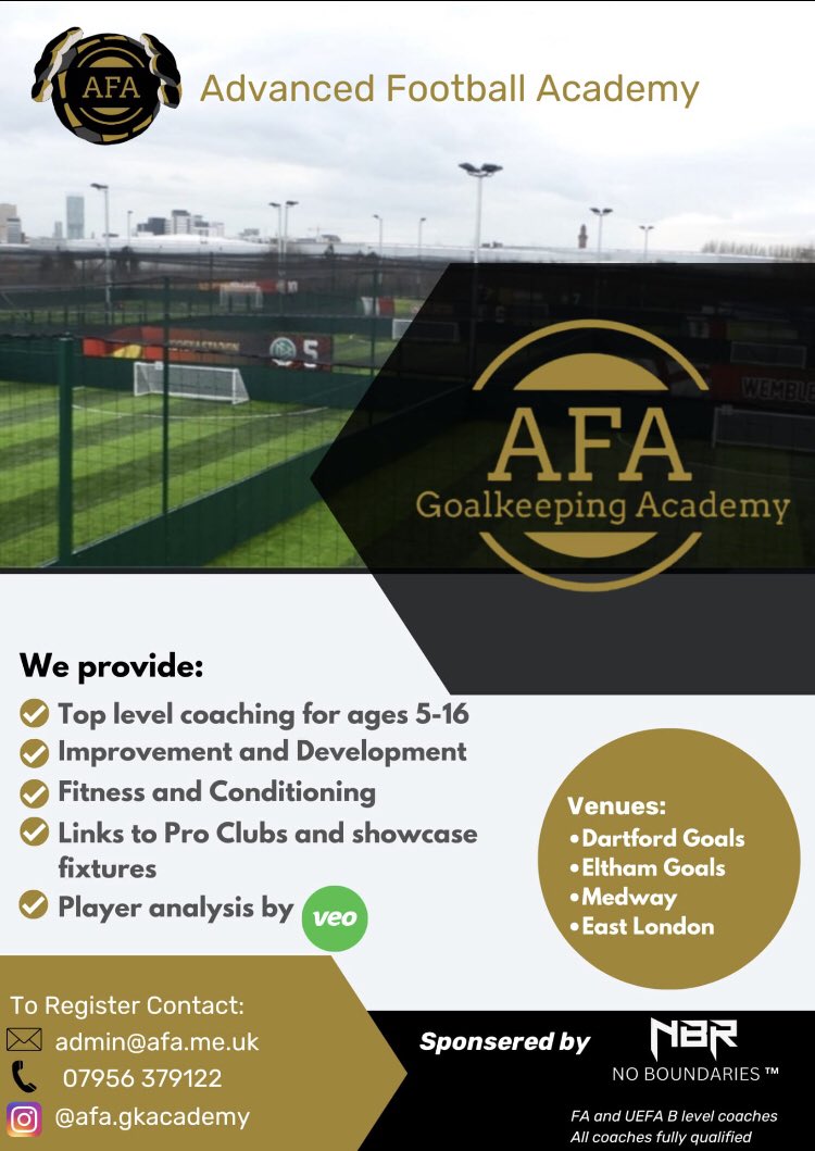 AdvancedFootba1's tweet image. We are excited to announce our Dedicated Goalkeeper academy opens Monday 14th August @goalsfootballuk Dartford 
To register click on link 👇
form.jotform.com/232036137491351
@DartfordfcYouth @ftfc @HaydenYouth @arrows1981