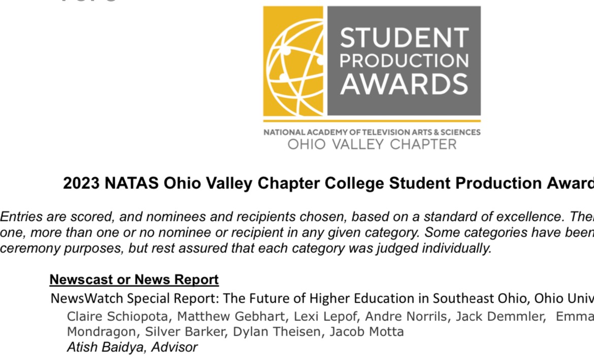 silverontv's tweet photo. Excited to announce @NewsWatch_WOUB Special Report on higher education is being nominated for an @OhioValleyEmmy 
I had the honor to do extensive research and report on the SFFA's two Supreme Court cases regarding affirmative action.

Proud of everyone for working hard on this! https://t.co/sLN2qtLvlj