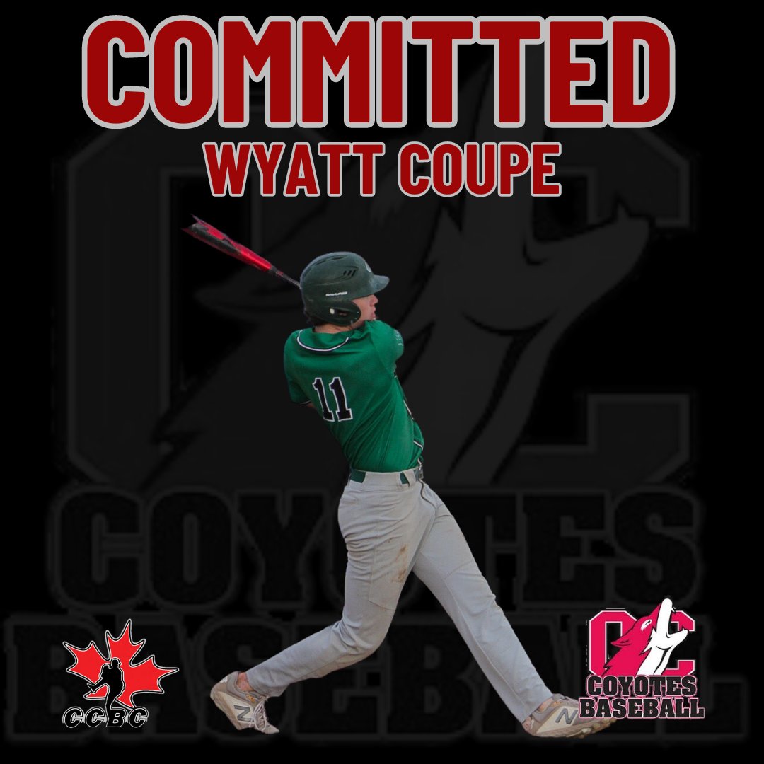 YotesBaseball's tweet photo. We are excited to announce the signing of OF Wyatt Coupe from the Vauxhall Spurs.

Welcome to the Yotes Family!

#HeartheHowl #offtheboard #ccbc #occoyotesbaseball #committed #pbrbc

@CastanetNews @KelownaNow @KelownaCapNews @KelownaCourier @OkanaganCollege https://t.co/hkbtpMqt9W