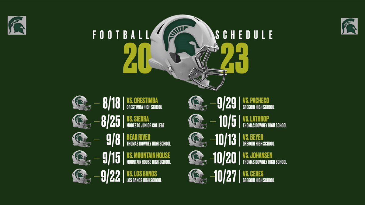 spartanupdate's tweet photo. 2023 Grace Davis Football Schedule. Bleed Green &amp; Gold! https://t.co/ORxCzEeKGl