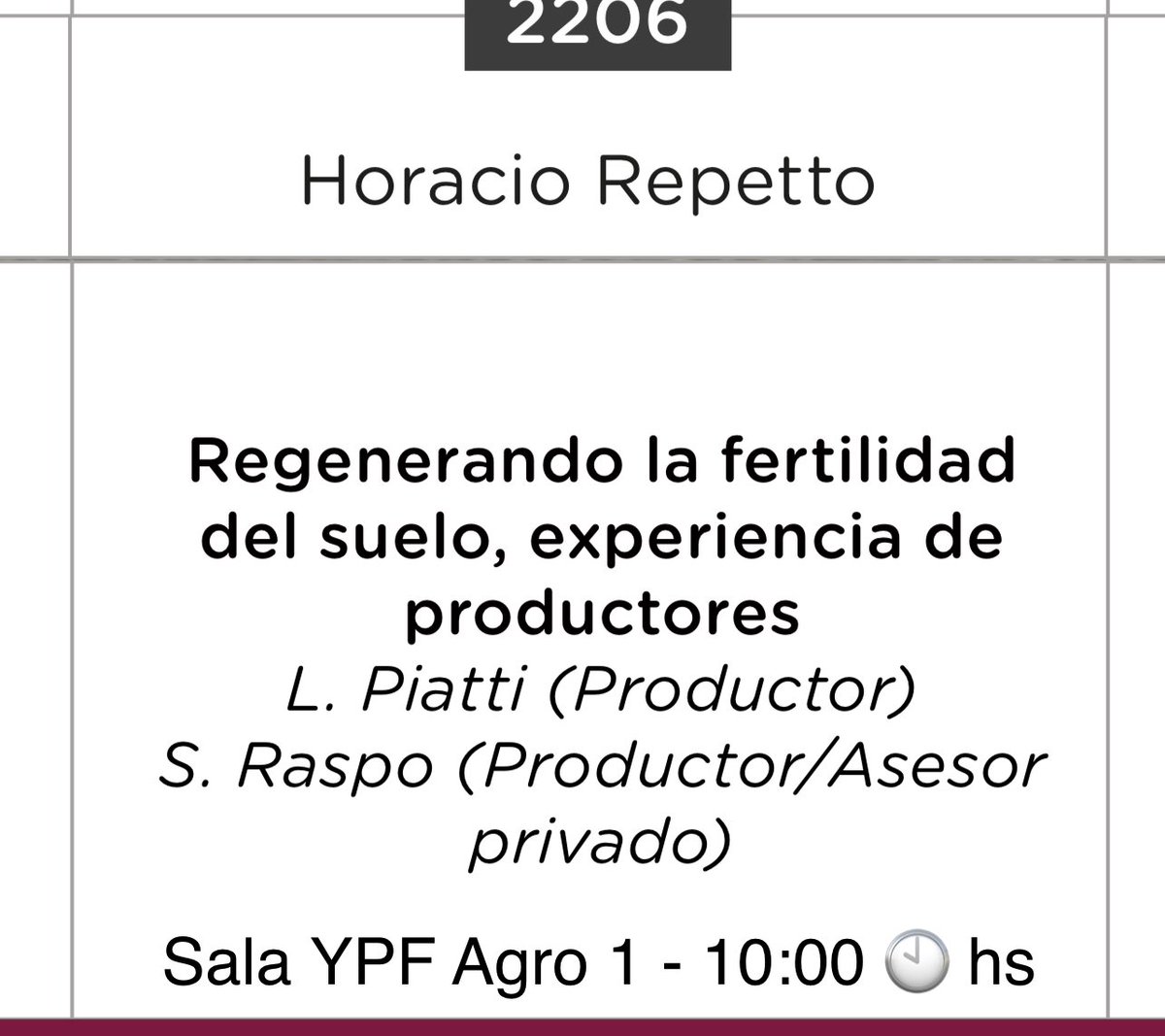 Mañana si andas por el #CongresoC #Congreso2023 <a href="/aapresid/">Aapresid</a> no te podes perder este panel con <a href="/lmpiatti/">Luis M. Piatti</a> y <a href="/YSuelos/">suelos y sistemas</a> en la Sala YPF Agro 1 a las 10 hs  #Suelos #Soil #C #Carbono