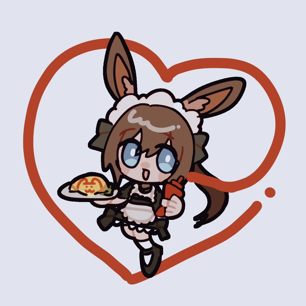 amiya (arknights) 1girl rabbit ears animal ears ketchup omurice omelet solo  illustration images