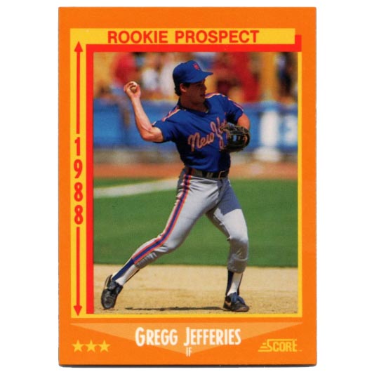RepackedWax's tweet photo. 1/3 1988. What a year. Who among us didn't expect this #GreggJefferies Score RC to exponentially increase in value until we could trade the hundred or so we had stashed away for a Mercedes Benz? #baseballcards #vintagecards https://t.co/egYyVbDviT https://t.co/VVgi5hYgQ4
