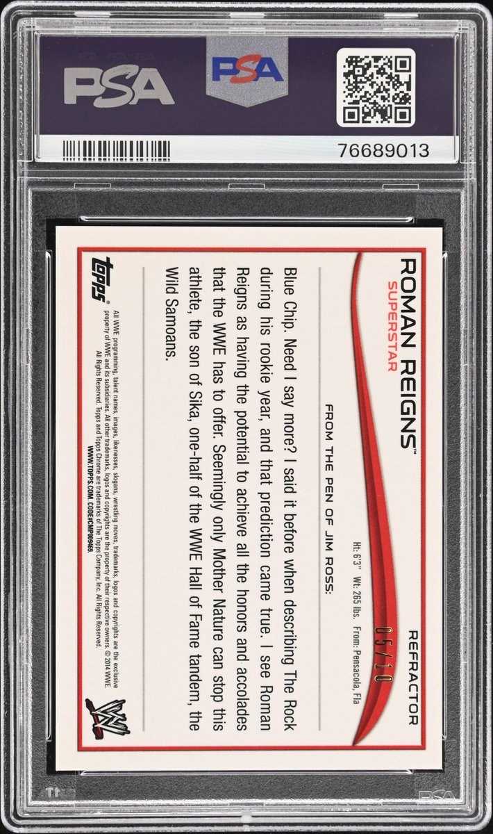 DrakeMcGruder's tweet image. For Sale: 2014 Topps Chrome WWE Roman Reigns Gold Refractor Auto #5/10 PSA 10/10 Pop 1

This was previously sold and I agreed to take payments from the buyer but he backed out due to personal reasons after two payments. 

$10K Shipped 

I appreciate any reposts, in advance.