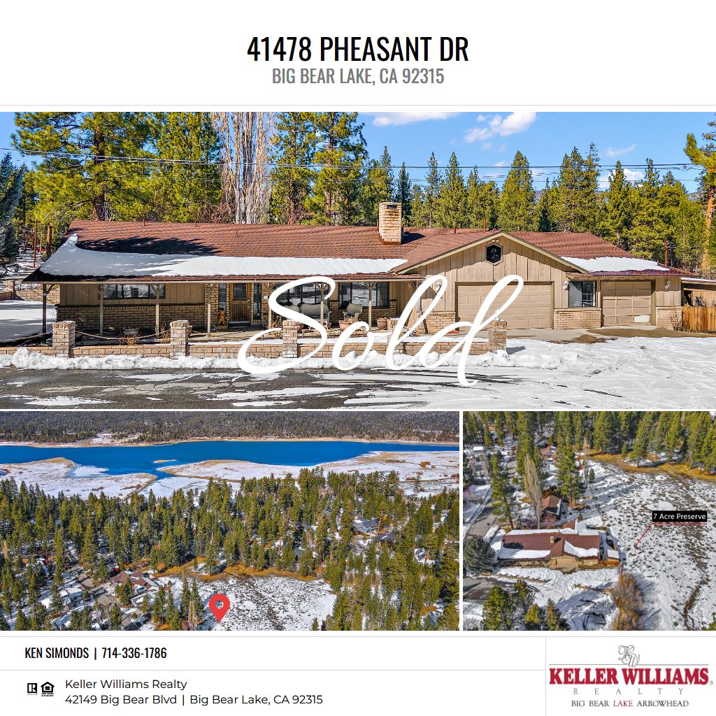 KenSimondsRE's tweet photo. Recently sold centrally located home in Big Bear Lake. We're grateful for the privilege of representing the seller on this transaction. We can sell yours too! https://t.co/spxVyXZKGV
