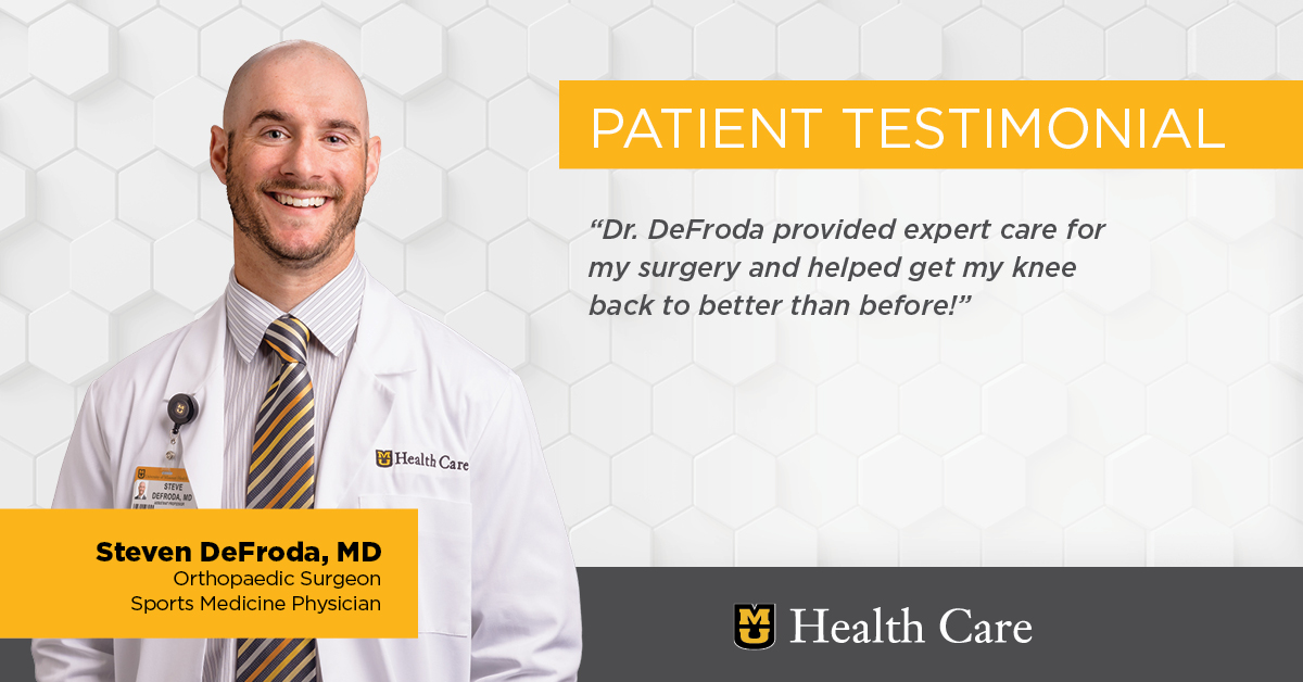 “Better than before” — that’s what sports medicine dreams are made of! We love seeing our patients get back in action better than before and having experts like Dr. Steven DeFroda — one of our official team doctors for Mizzou Athletics — make it happen for athletes of all levels.
