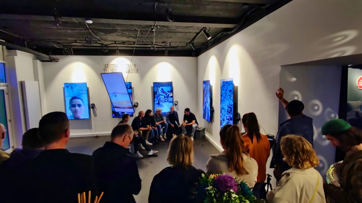 collective_flux's tweet photo. Great artist talk and interview at 'The Divine Algorithm' Soloshow. Special Thanks go out to @ALLINNFT77 for supporting the night and setting up the stage for the great interview!🙏
#nft #allinnft #collaboration #nftcommunity https://t.co/rz5VPL8NOS