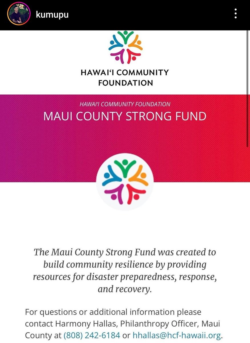 Another reputable organization to donate to for Maui fire relief:

hawaiicommunityfoundation.org/maui-strong