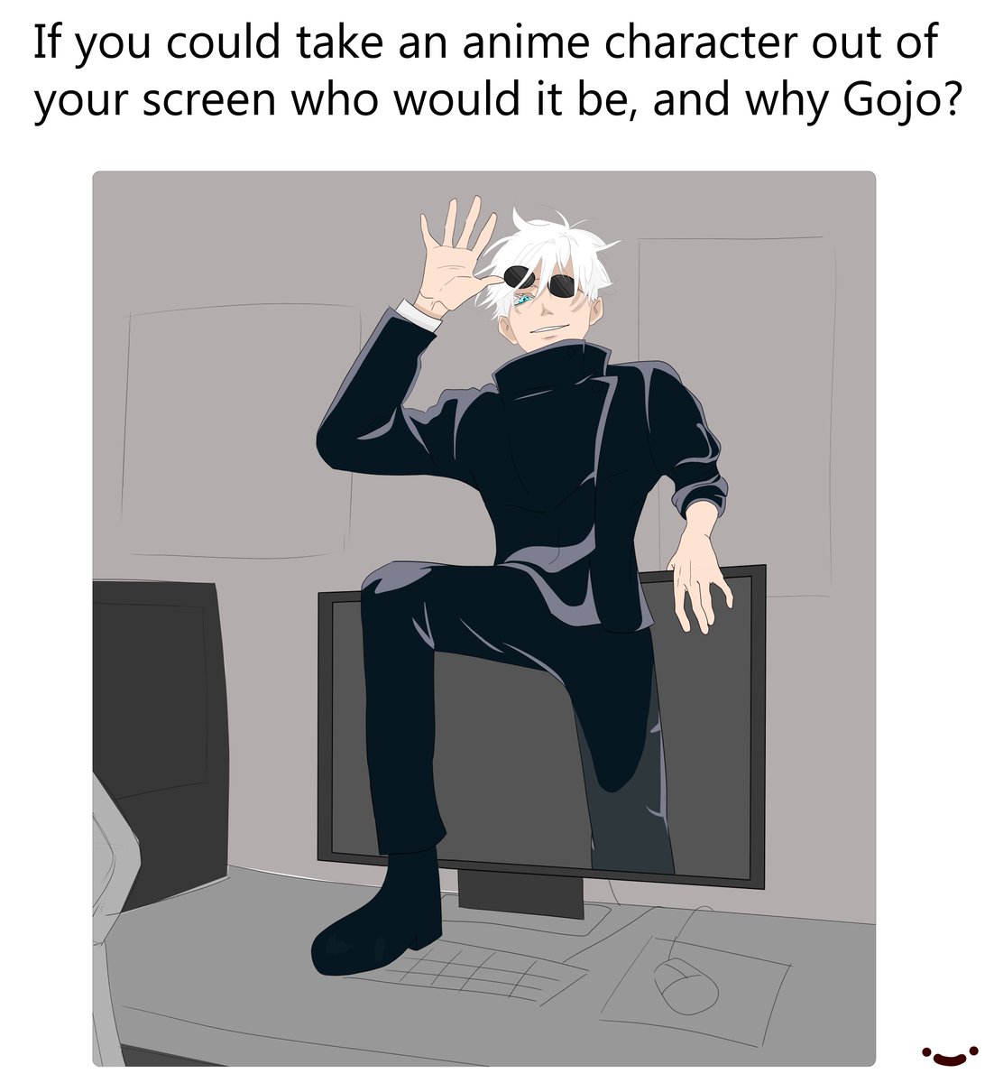 PharaLaura's tweet photo. Si tu pouvais faire sortir de ton écran un perso d'animé, lequel ce serait, et pourquoi Gojo ? #jujutsukaisen #gojo https://t.co/jYqrNrFTLN