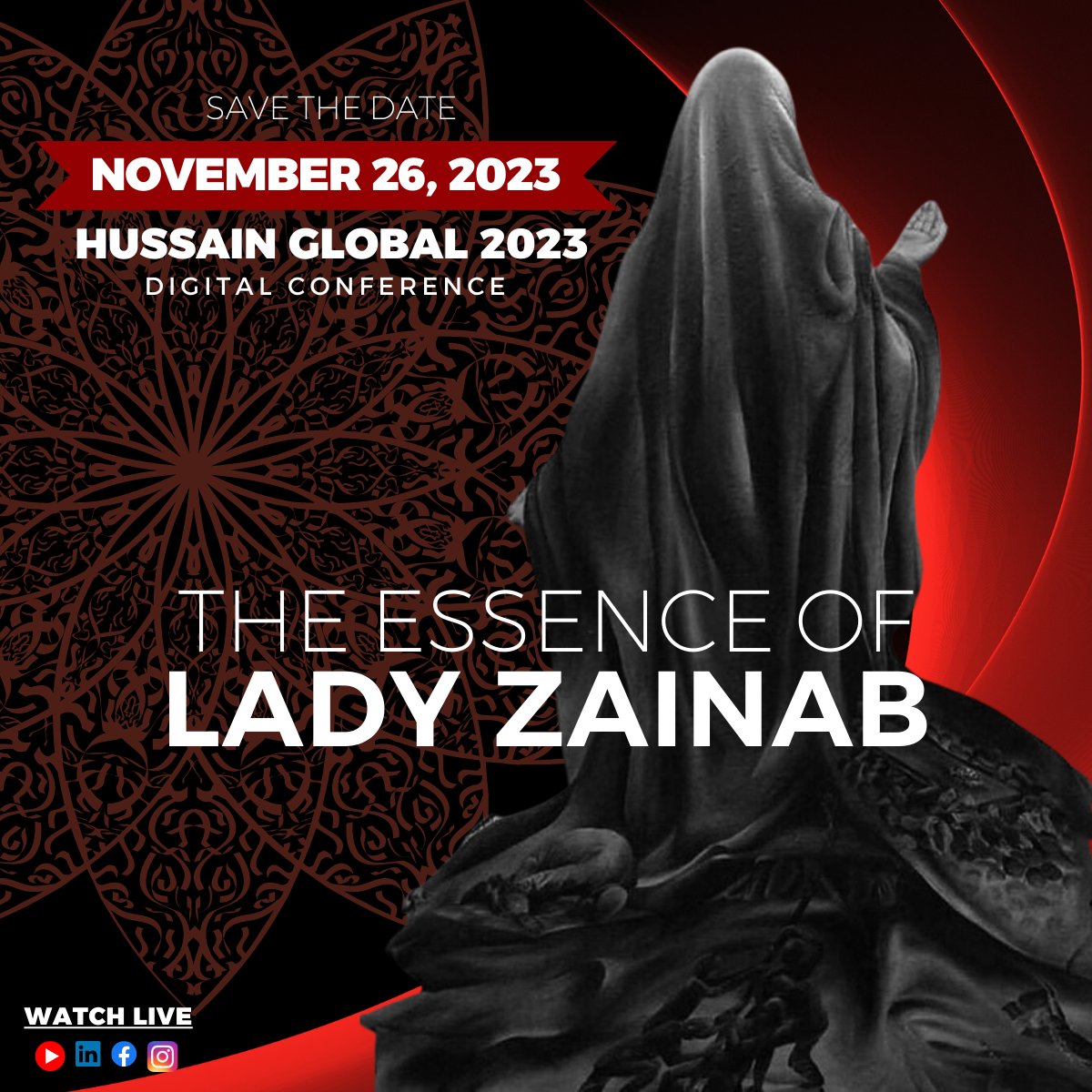 HussainGlobal's tweet photo. 🔔  Hussain Global 2023 Update!
🗓️ November 26, 2023

Hussain Global is proud to present our upcoming conference 'The Essence of Lady Zainab'

More details coming soon at: https://t.co/OtzJUI6BaG

#SaveTheDate #HussainGlobal2023 #EmbraceEquity #FaithInAction #LadyZainab #hussain https://t.co/GpCBL7HWNP