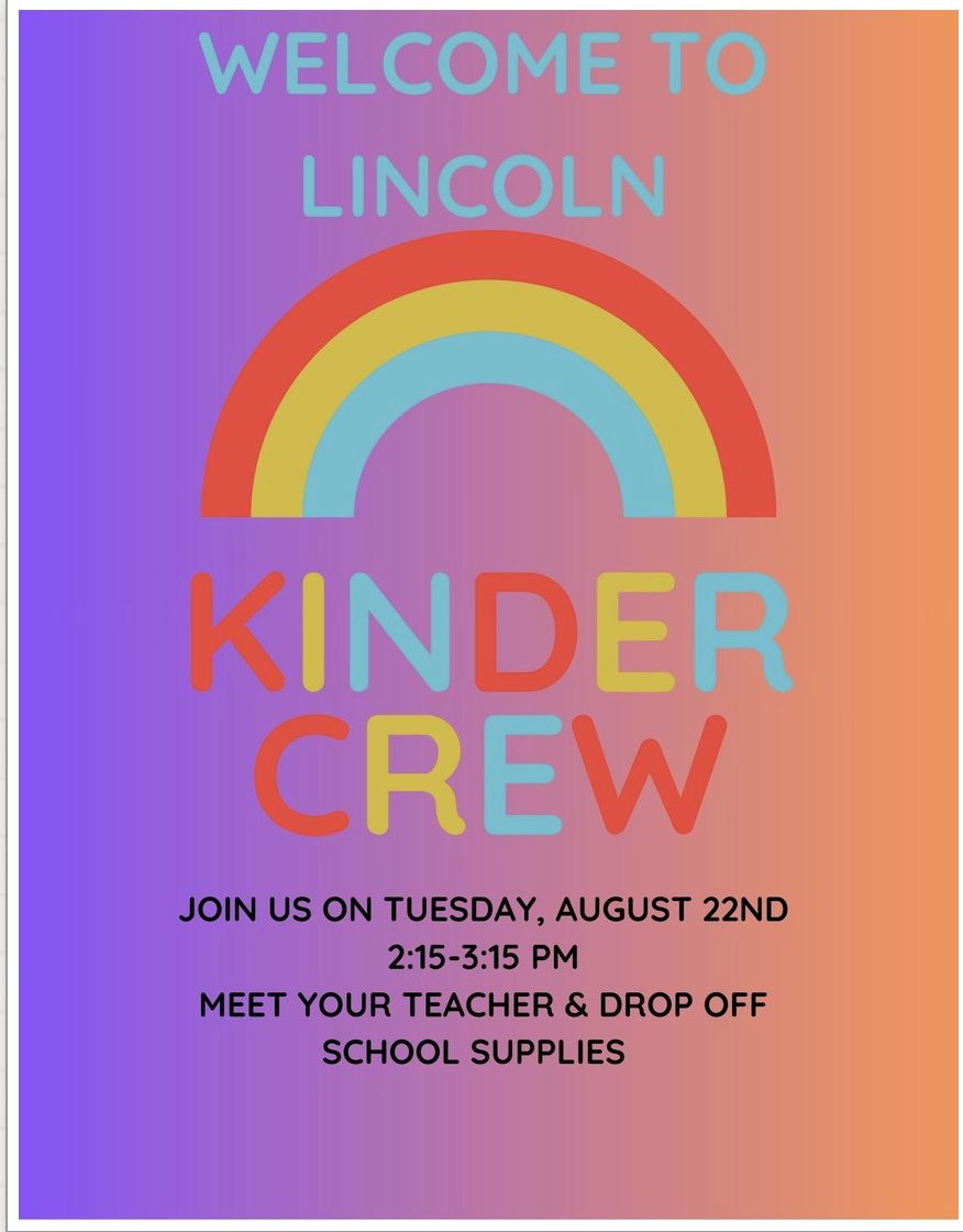 The 2023.2024 school year is quickly approaching!!  Check out some of these important dates from Lincoln School (Kindergarten) &amp; PTO!! #op97 #upatlincoln <a href="/OakPark97/">Oak Park District 97</a> <a href="/UpAtLincolnOP/">Lincoln Elementary D97</a>