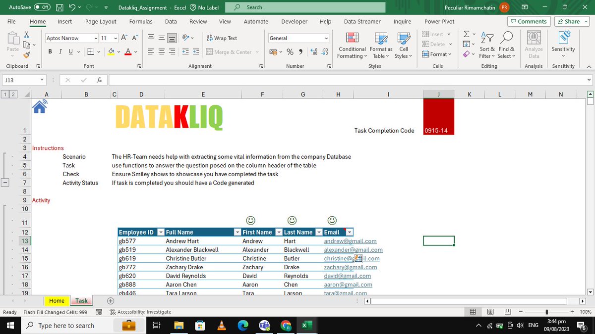 shs_unknwn's tweet image. Day 3: I learnt how to use flash fill and how to create a calendar using the SEQUENCE function.
#100DaysofDAwithDatakliq