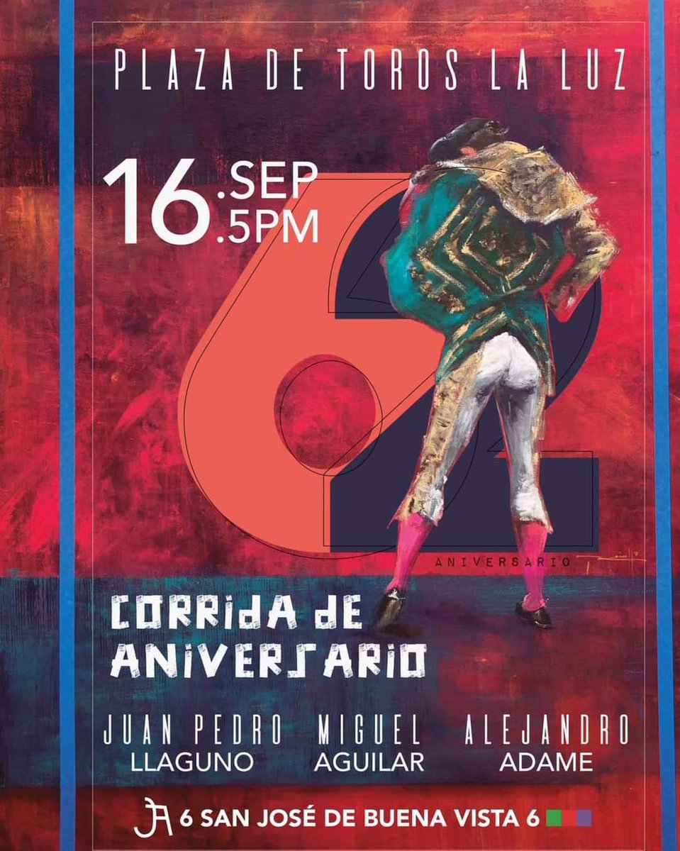 🇲🇽 | Cartel Corrida 62 Aniversario de la Plaza de Toros La Luz en León, Gto. 
16 de septiembre, 5:00 p.m.