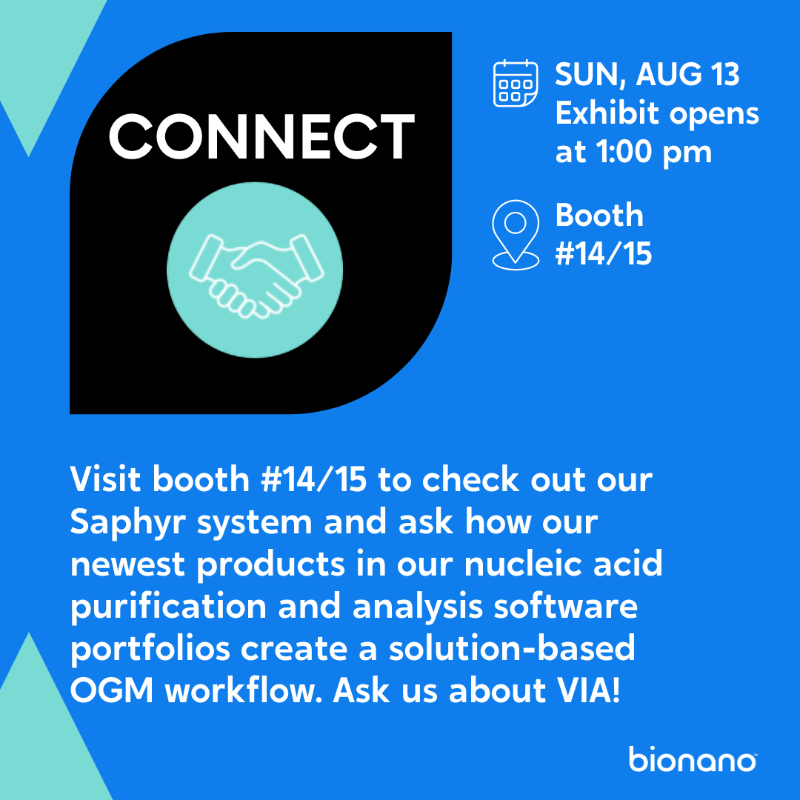 bionano's tweet photo. Join us at #CGCAnnual2023, starting this Sunday! Stop by the #Bionano booth #14/15 to talk to our team about how the #OGM workflow can benefit your lab - Ask us about #VIAsoftware! On Monday, 12:30 PM, don't miss our live, interactive panel discussion. https://t.co/yQWpVMXDyn