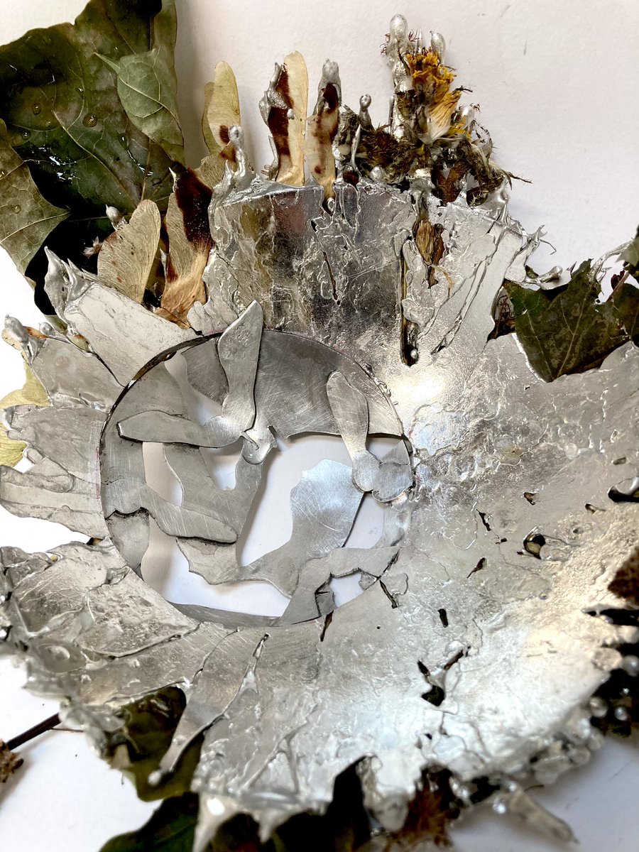 Finished trial piece working with cutting out the centre section and soldering in detailed bowl (very roughly soldered!just working out how I will do it)
Feeling like I am now heading in the right direction! 
#newwork #sycamoreseeds #pewter