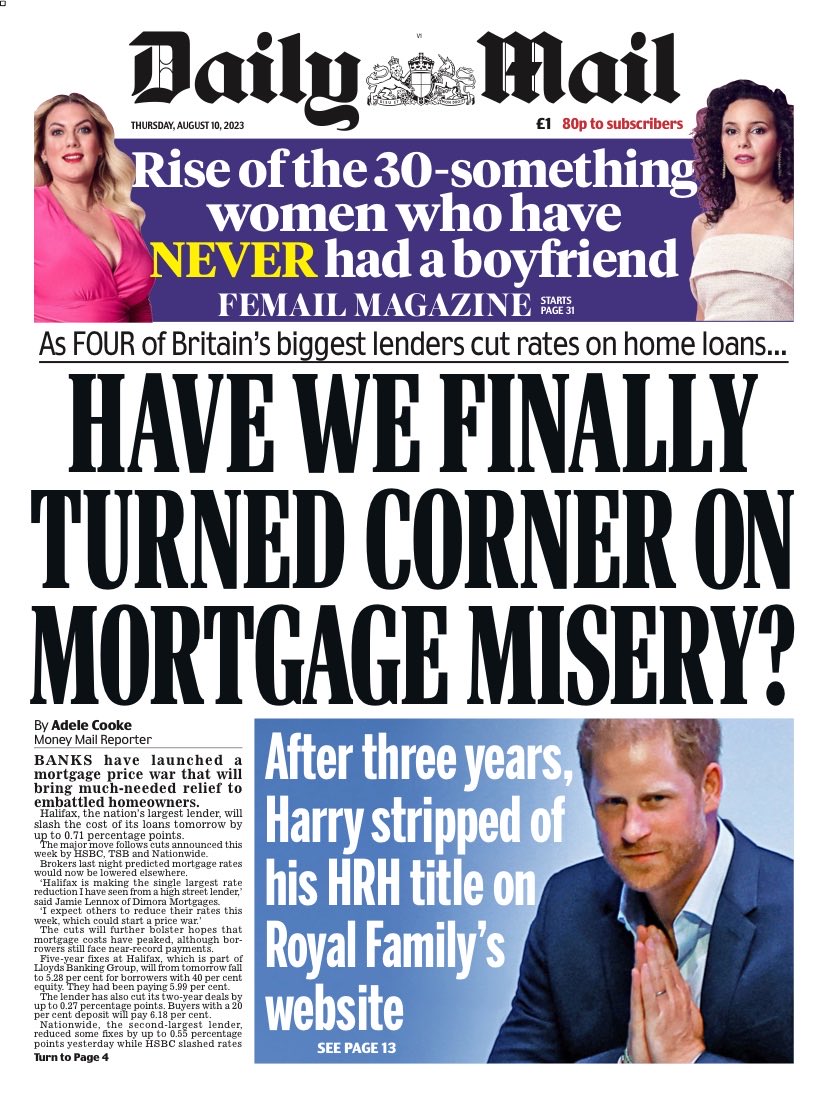 Thursday's Mail: Have We Finally Turned Corner On Mortgage Misery? #TomorrowsPapersToday #DailyMail #Mail