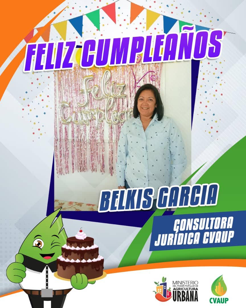 #9Ago 🎂 Nuestra compañera Belkys Garcia consultora jurídica de @CVAUP_AU celebra un nuevo año de vida desde @MinagrourbanaV le deseamos muchas felicidades en su día. ¡Feliz Cumpleaños! #14AñosDeAmorTricolor