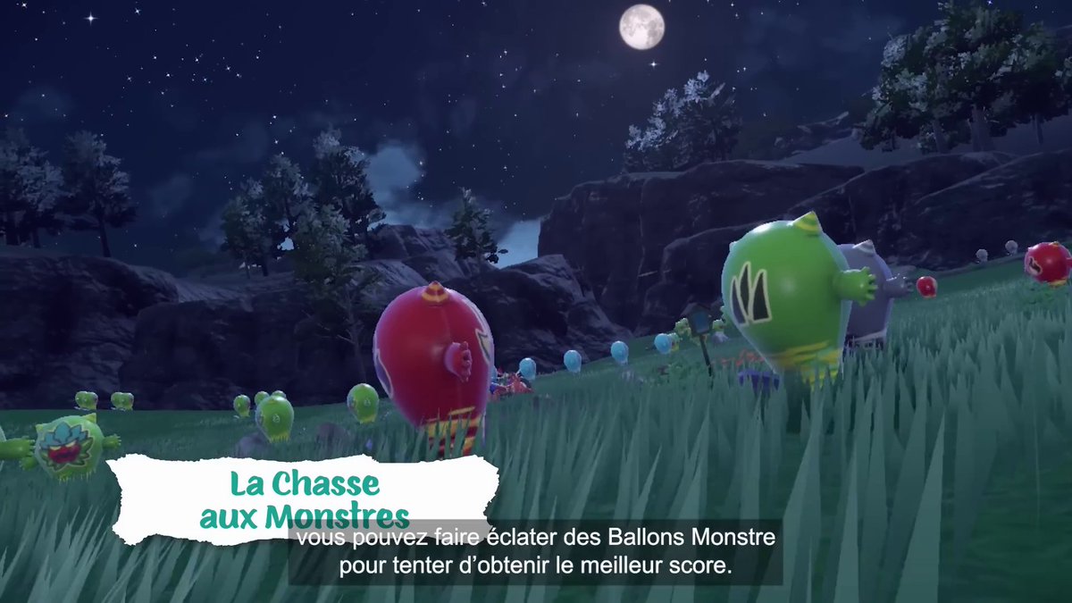 I might've found something HUGE for DLC1 and Ogerpon
In this shot of the minigame, there are multiple balloons colors
Greens with a grass type symbol on the back and ogerpon's mask at the front
And then a red one with the fire type icon and a blue one with the water type icon