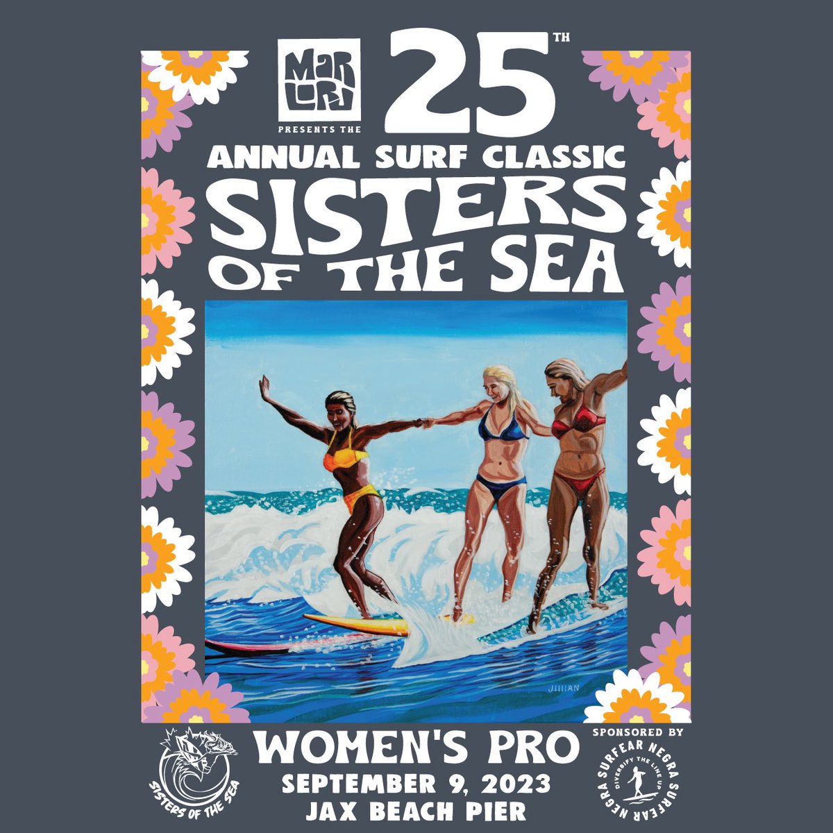 MarLoru presents our 25th Annual Pro/AM  September 9, 2023

A few spots left. Secure your spot today. 
-> liveheats.com/sistersofthesea

PROCEEDS TO BENEFIT @The_WCJ_ 

#BREASTCANCER and SINGLE MOTHERS

#JaxBeach #Florida #surfcompetition #inspringwomen