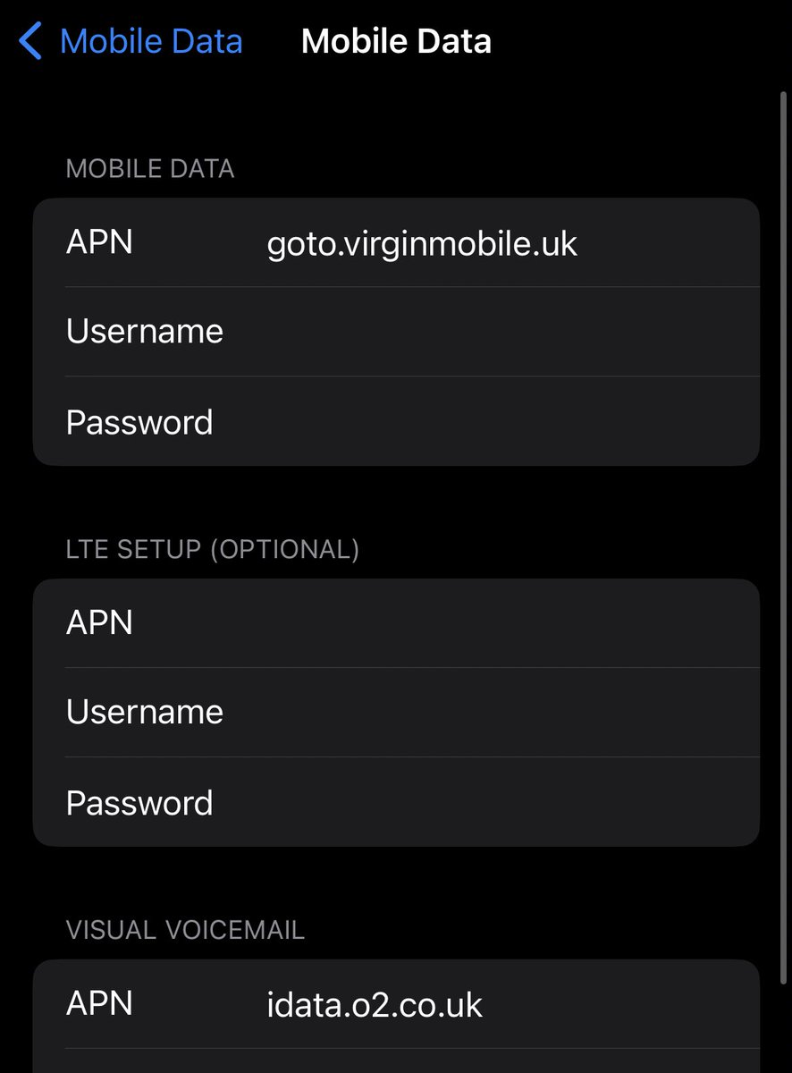 To anyone involved in having their network moved from <a href="/virginmedia/">Virgin Media ❤️</a> to <a href="/O2/">O2</a>. You might need to swap your mobile data site to idata.o2.co.uk. Mine still said virginmobile despite the transfer to O2. Had no working phone and had medical emergency while abroad.