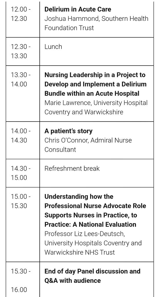 Our Fantastic Programme <a href="/GeriSoc/">British Geriatrics Society</a> for <a href="/EDA_delirium/">European Delirium</a> 2023 <a href="/Birmingham/">Birmingham</a> has been finalised.
You Don't want to miss this 💯 Join us 
<a href="/A_MacLullich/">Alasdair MacLullich</a> @delirious_dr <a href="/JoJenningsNHS/">Jo Jennings (she/her) MCSP</a> <a href="/MedleyGough/">Joanna Gough</a> <a href="/LucyLew79/">Lucy Lewis</a> <a href="/EstherClift/">Dr Esther Clift</a> <a href="/NHSJoshHammond/">Joshua Hammond</a> <a href="/Nicole3dwards/">Nicole Edwards</a> <a href="/RipperShelley/">Shelley Ripper</a> @raheli01 <a href="/LizzieDeutsch/">Professor Liz Deutsch</a>