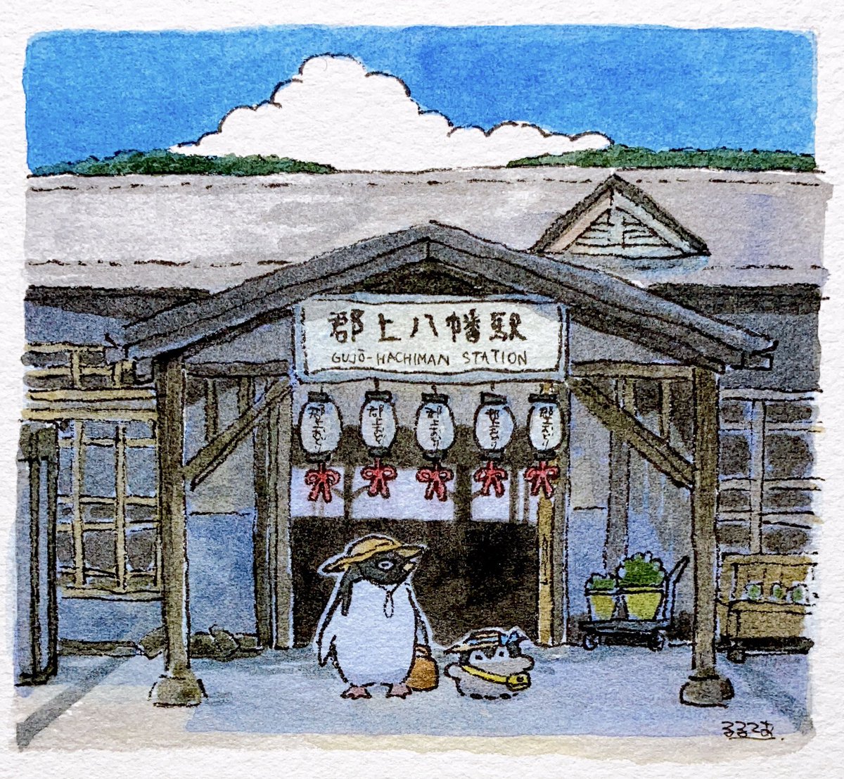 「郡上八幡を散策するコウペンちゃん」|るるてあのイラスト
