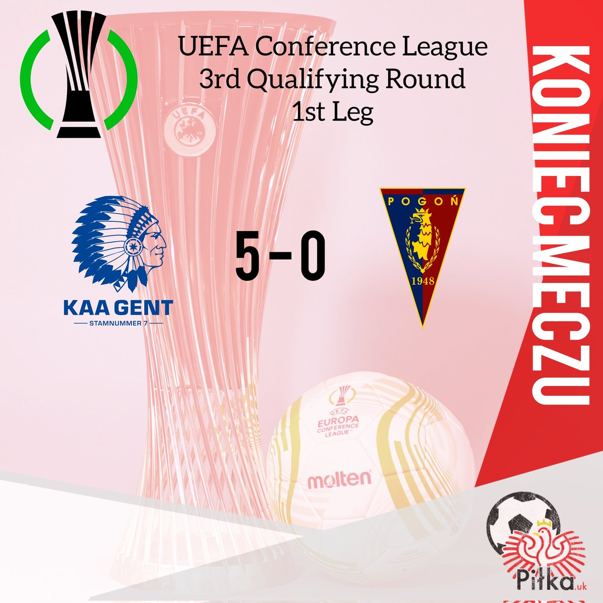 Ryan_Hubbard's tweet photo. A very tough evening for Pogoń Szczecin in Belgium. They'll need a minor miracle in Zachodniopomorskie next week to keep their European dreams alive. #KAAPOG https://t.co/lugLWMK4OD