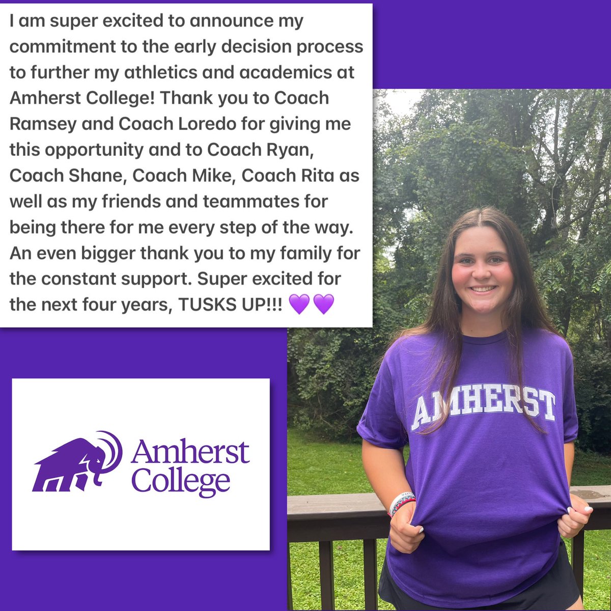 Yassss Abby Rebhan! Super excited to kick off your senior year with Rock Gold VA with this great news! You’re going to thrive at Amherst College! #TusksUp #TogetherWeROCK <a href="/AmherstCollege/">Amherst College</a> <a href="/Amherst_SBall/">Amherst Softball</a> <a href="/AmherstMammoths/">Amherst College Athletics</a> <a href="/AbbyRebhan/">Abby Rebhan - 2024</a>