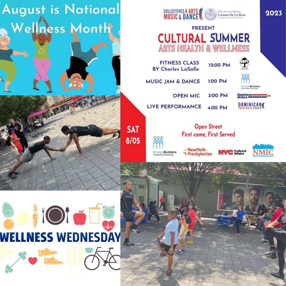 BBCPBronx's tweet image. On this second #Wellnesswednesday of "National Wellness Month," Bridge Builder partnered with the Collective for Art, Music, and Dance over the weekend to provided Wellness activities for Washington Heights residents. #NationalWellnessMonth 
#bridgesbuildersccpp 
#bridgebuilderbx