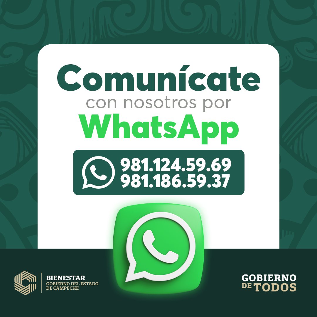 Si deseas recibir información de los programas sociales que brinda el #GobiernoDeTodos, envíanos un mensaje de WhatsApp.

<a href="/LaydaSansores/">Layda Sansores</a>
@LizHernandez097
#BienestarParaCampeche
