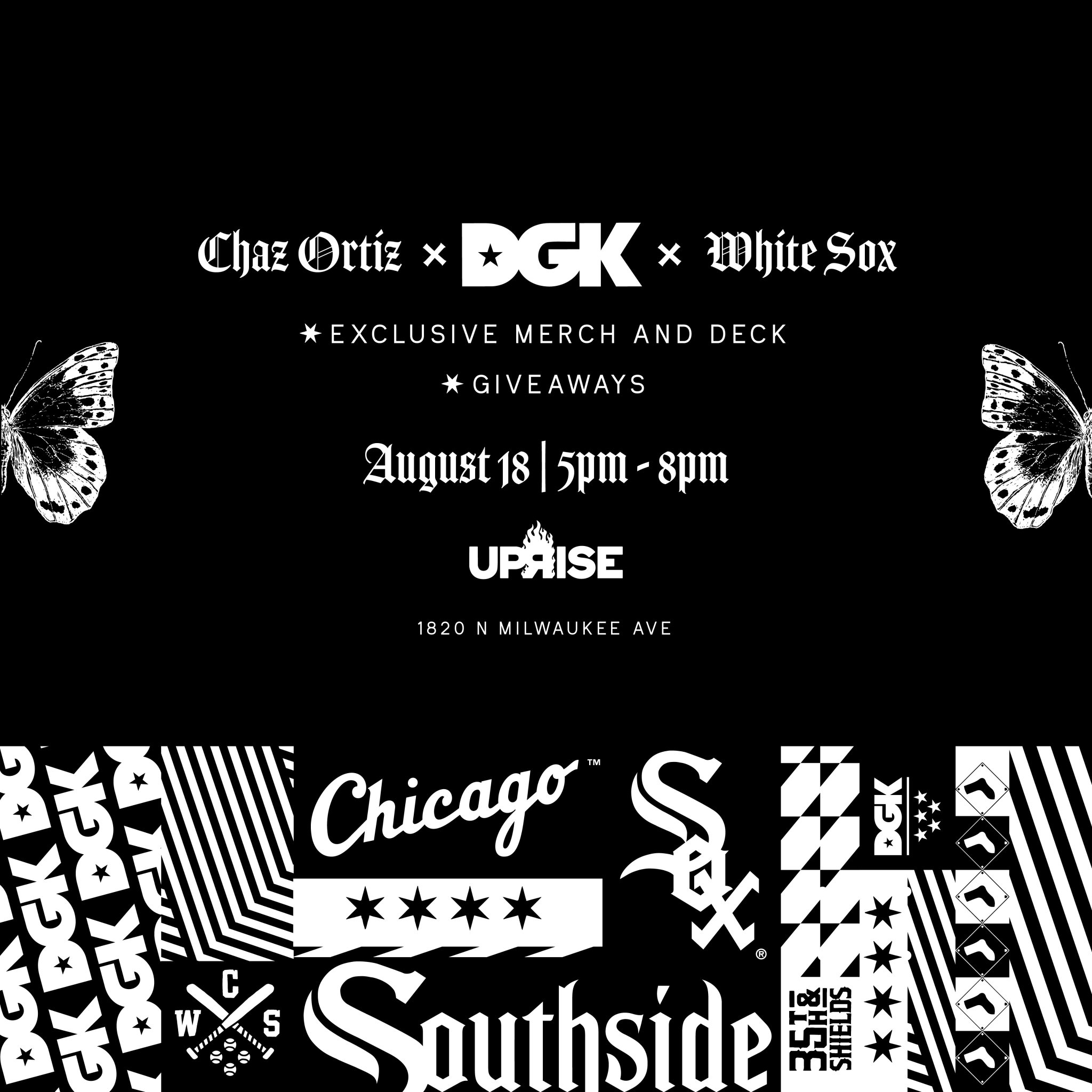 Chicago White Sox on X: Join us at Uprise Skateshop for our friends and  family launch event on August 18 from 5:00-8:00 p.m. Come for a chance to  shop the collection early