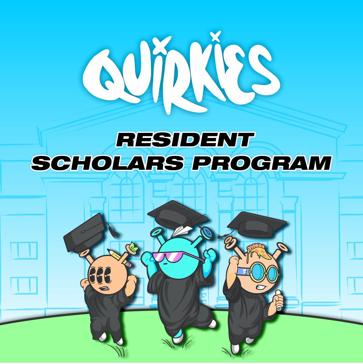 Introducing Quirkies Resident Scholars. 

Brand reach continues to be a major driver for the team. This means reaching both WEB2 and WEB3 while providing value. 

Which brings us to Resident Scholars - A way to organically introduce more people to Quirkies art and community.