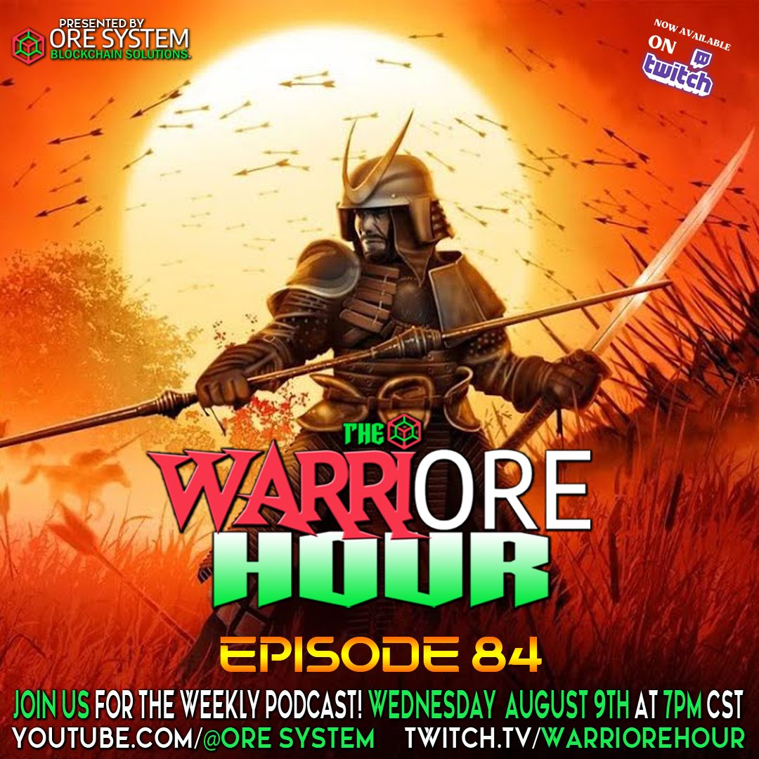 TONIGHT! Lets hang! 7pm CST!

youtube.com/c/ORESystemNFT
twitch.tv/warriorehour
