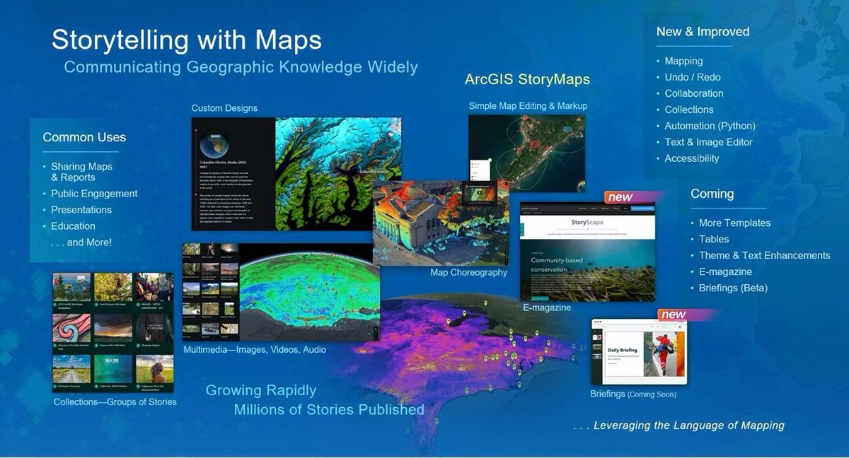 GISandScience's tweet image. Seven key takeaways from ArcGIS StoryMaps at the Esri 2023 User Conference. If you missed #EsriUserConference or want a refresher, here are the highlights from StoryMaps. ow.ly/jFmr50Pw40f