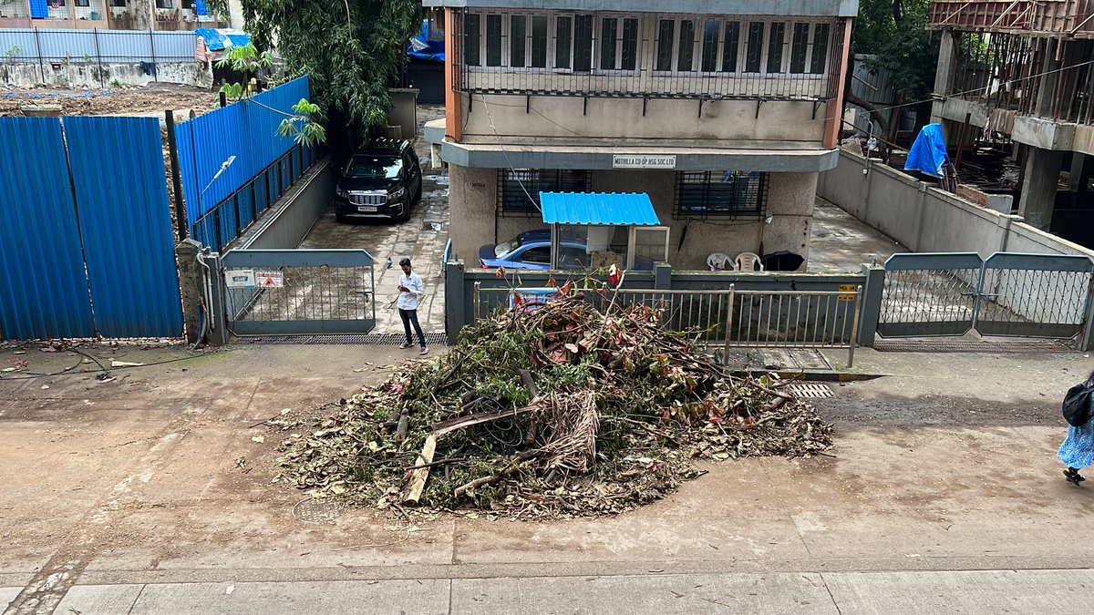 sid_0716's tweet photo. @mybmc @mybmcWardKE after two days of traffic woes at Azad Road due to the crane accident, the concerned folks have left the trash of trees as it is. Please clear this https://t.co/Yg4ir6e44v