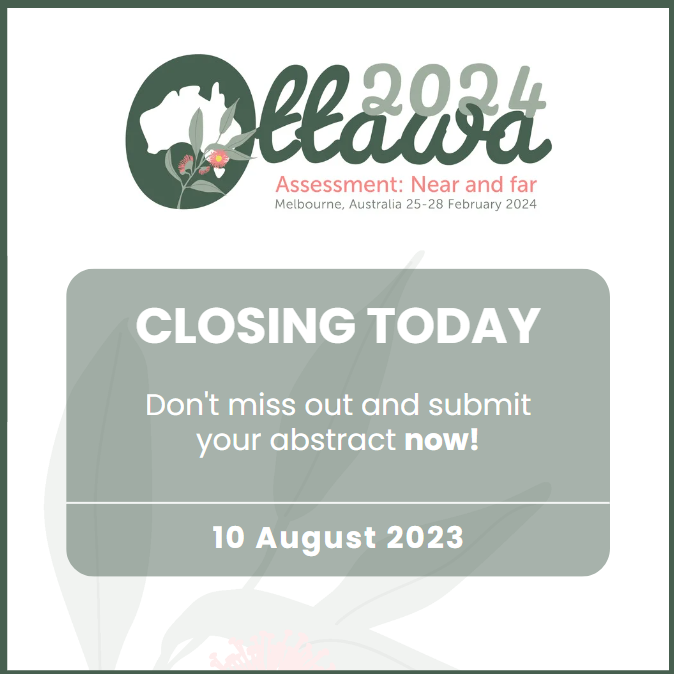 Ottawa2024's tweet photo. Last call for abstract submissions! π’ Don't miss your chance to be part of #Ottawa2024. Abstract submissions will close today.
https://t.co/bG6kJwe7J1
#visitmelbourne #mcb #healthprofessional #MedEd #clinicaled #assessment https://t.co/MtEHoQDgLV