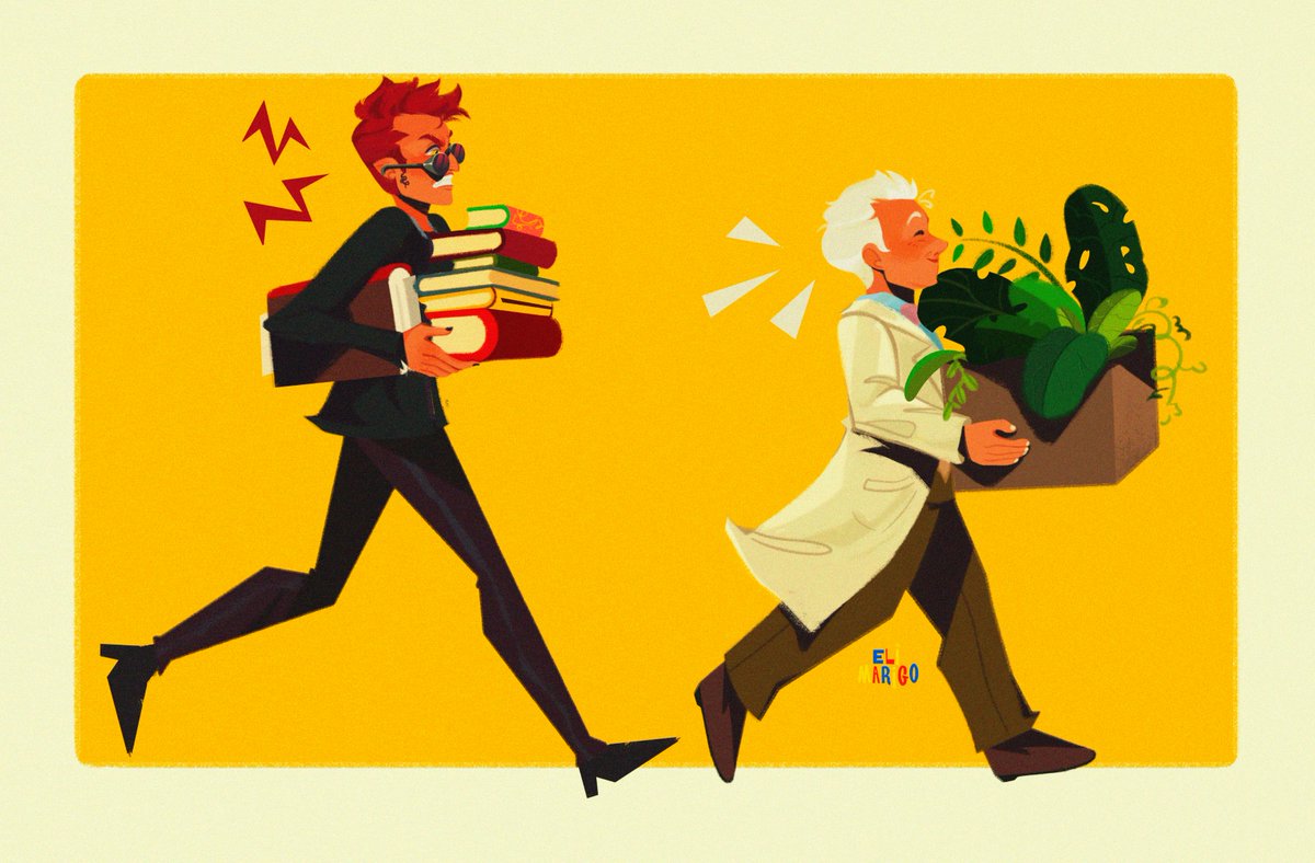 「try to catch up! #GoodOmens」|eli marigo 🌈のイラスト