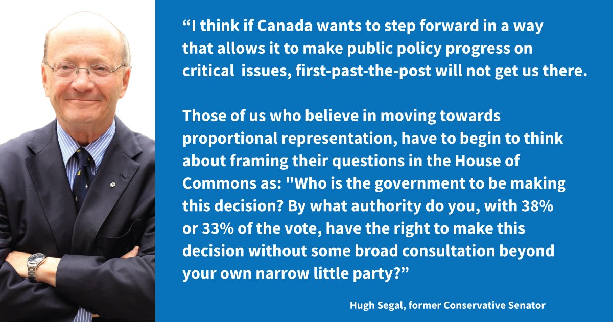 It's with heavy hearts that we learn of Hugh Segal's passing. He strongly championed proportional representation and greater decency in politics.

May he rest in peace.