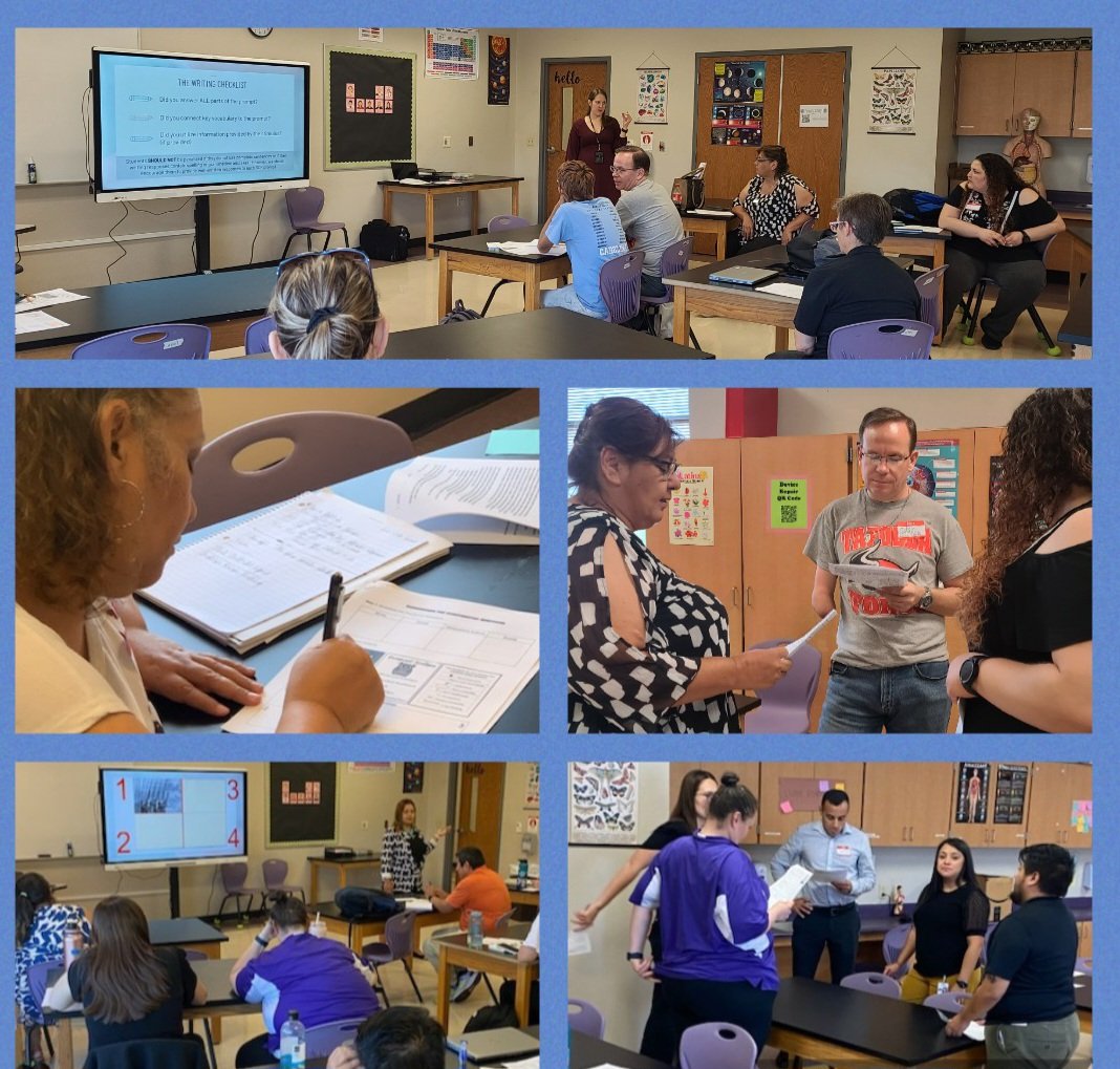 SaraGeorgeTX's tweet photo. In our @SaisdSocial Curriculum Day presentation "Conquering the Short Constructed Response," Ts learned how to scaffold writing &amp; practiced: unpacking a prompt, analyzing a stimulus, constructing a response, and providing effective feedback. @AndrayaYoungTX @SAISD_CI https://t.co/8jk0kfUvXa