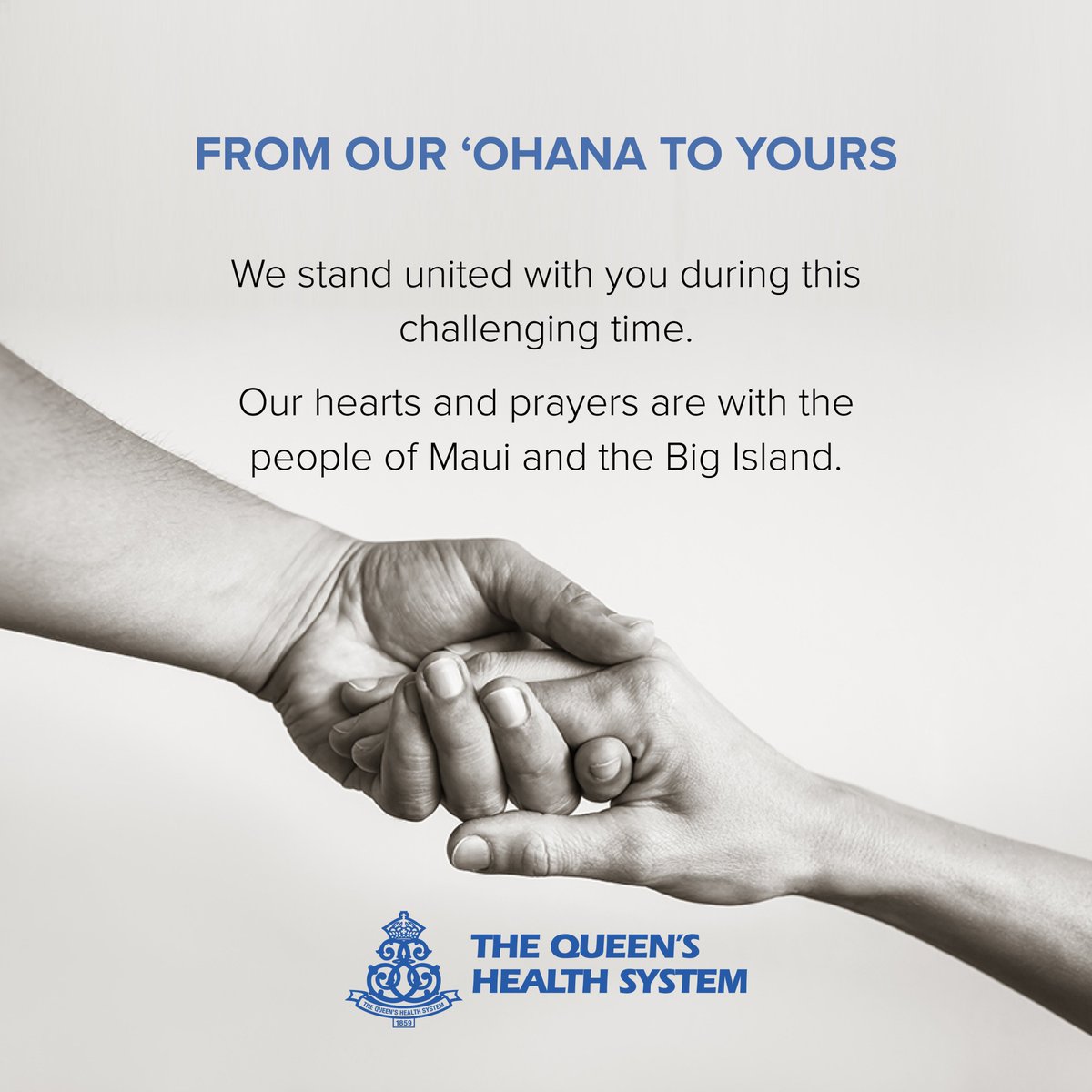 queenshealthhi's tweet photo. Our hearts and prayers are with the people of Maui and the Big Island during this difficult time. We are caring for several patients as a result of the wildfires on Maui and Hawaii Island. We remain ready to support our health care partners in whatever way we can.

#Maui #Hawaii https://t.co/N29jnbopxm