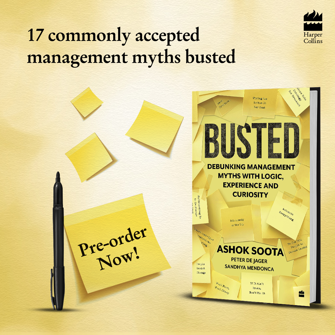 HCIBusiness's tweet photo. Prepare to have your preconceived notions around management debunked with #Busted by #AshokSoota, #PeterdeJager and #SandhyaMendonca that contains 17 essays, each centered around one commonly accepted management principle. 

Pre-order now: https://t.co/4UsZWpYEyr https://t.co/UrTLjWPCaR
