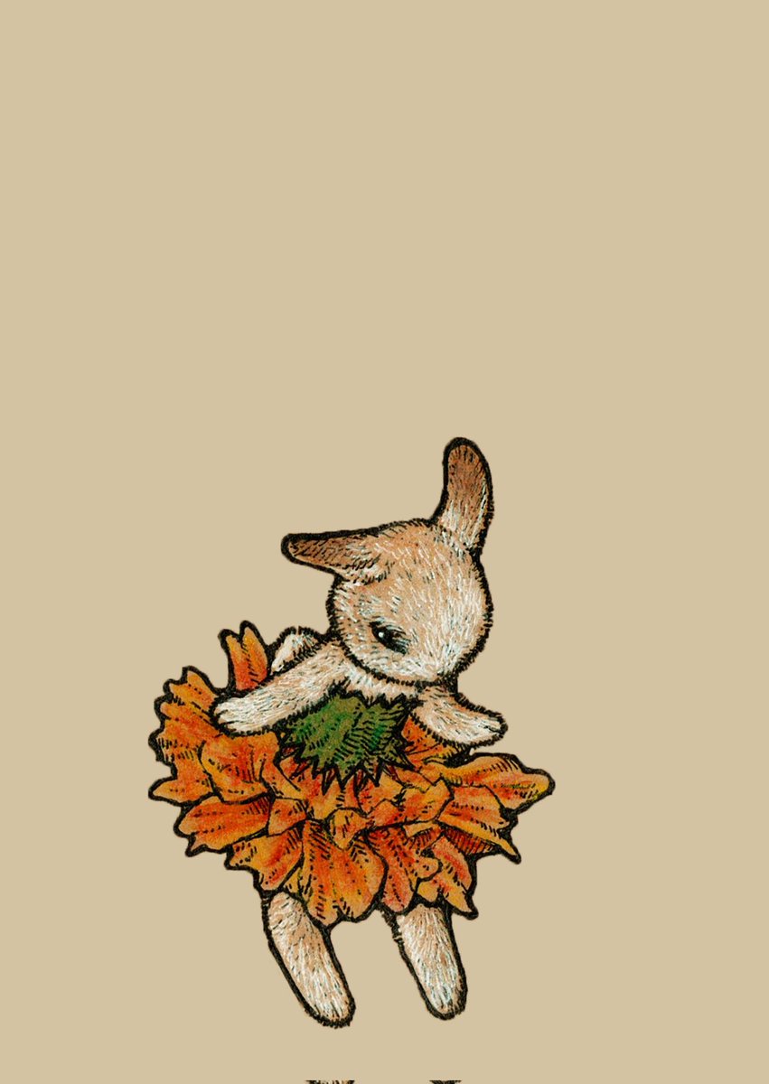 rabbit no humans simple background animal focus brown background leaf solo  illustration images