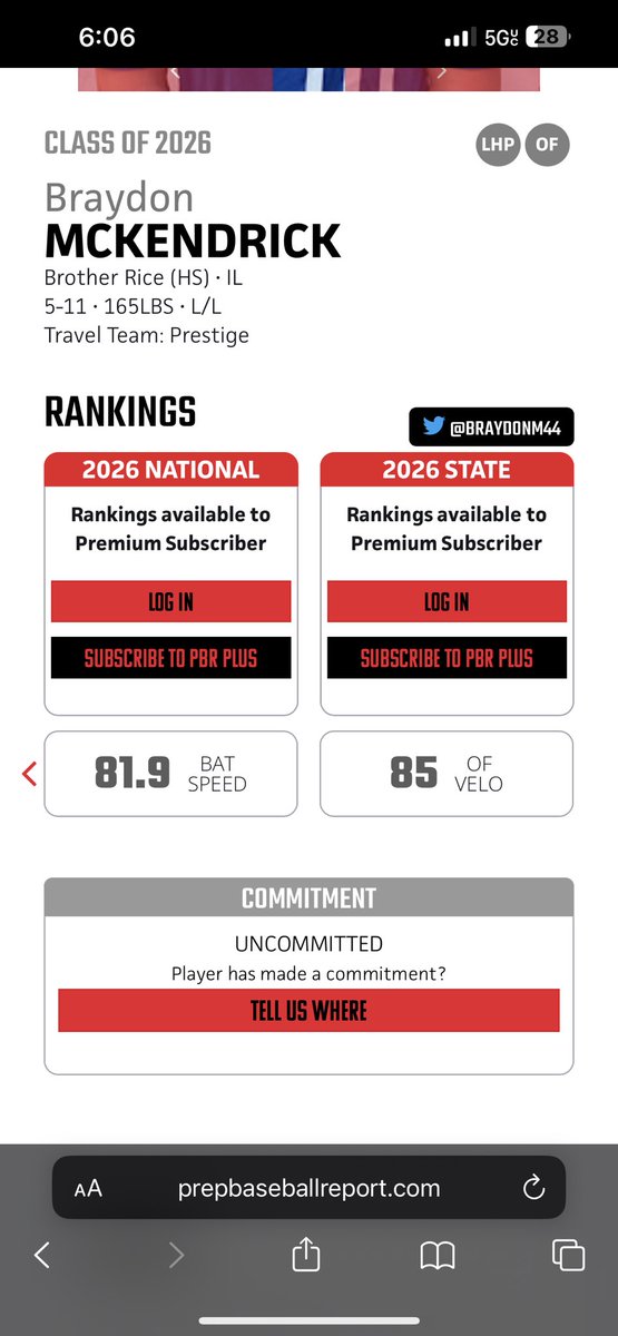 Braydon McKendrick (@braydonm44) on Twitter photo Thank you <a href="/PBRIllinois/">PBR Illinois</a> for hosting a great event. Here are my most recent numbers. <a href="/andybidochka/">Andrew Bidochka</a> <a href="/PrestigeBall/">Prestige Travel Ball</a> Thank you <a href="/PBRIllinois/">PBR Illinois</a> for hosting a great event. Here are my most recent numbers. <a href="/andybidochka/">Andrew Bidochka</a> <a href="/PrestigeBall/">Prestige Travel Ball</a>