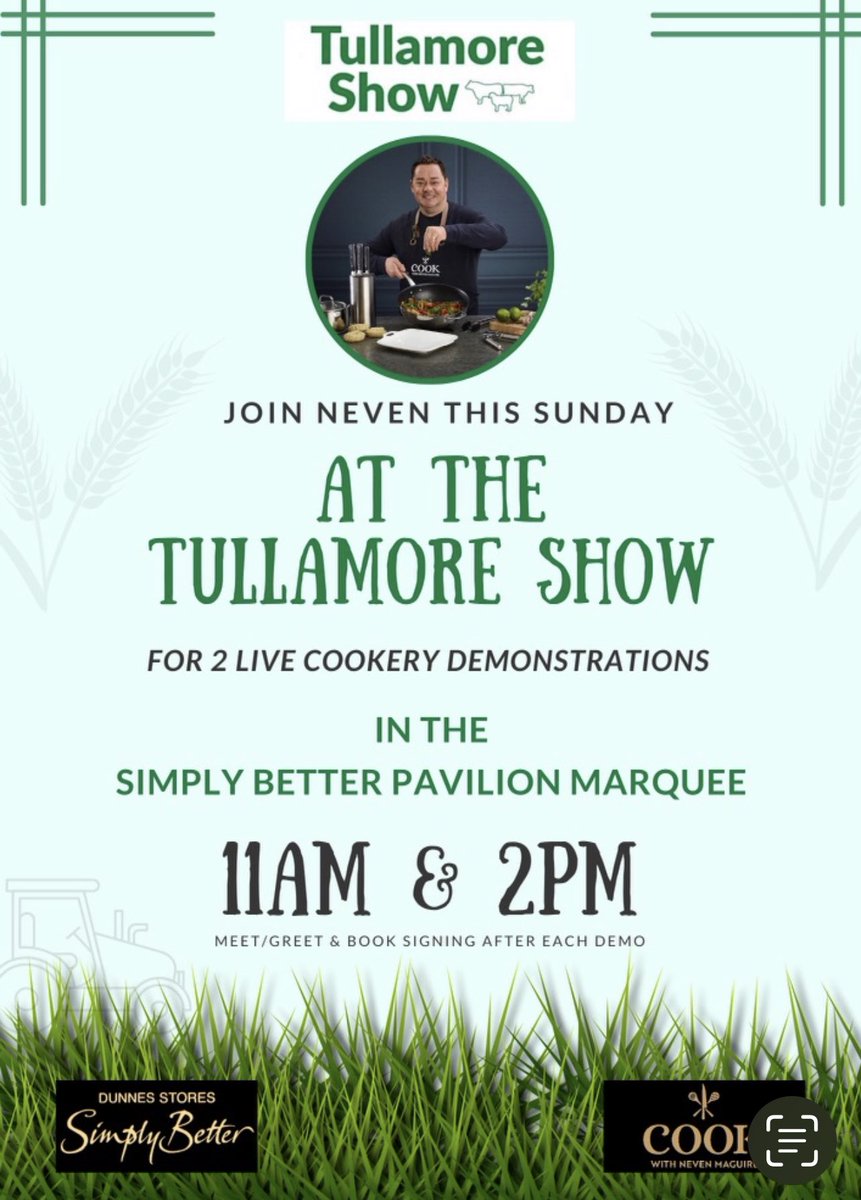 Really looking forward to my cookery demos Sunday @tullamoreshow @SimplyBetterDS