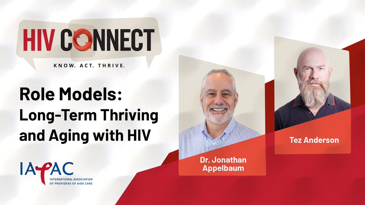 IAPAC's tweet photo. With many people aging with #HIV, it is important to focus on a wide range of issues to thrive and age with HIV. Tez Anderson and Dr. Jonathan Applebaum chat on the topic in this episode of #HIVConnect. https://t.co/I5AJu1IMtC https://t.co/RUzy3nJBNm