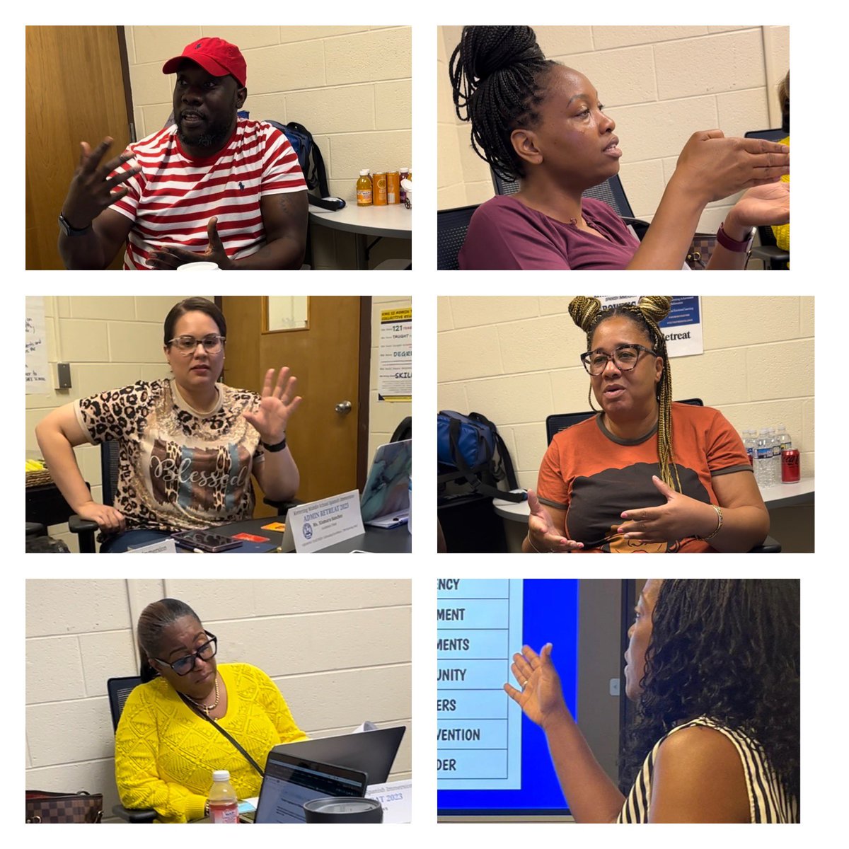 PRINCIPAL_KMS's tweet photo. Day 3: When your team goes ALL IN for Systems, Structures & Job Embedded Professional Learning! Today we identified our feelings & needs, assessed our school, built differentiated rolling agendas, aligned our coaching structures and much more!!! Yes, we all talk with our hands 😂 https://t.co/jwayjmZnkV