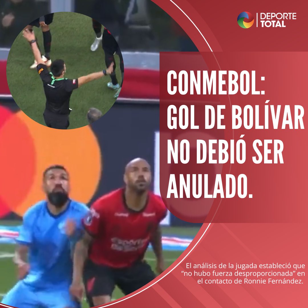 deportetotal_bo's tweet photo. 🚨🚨🚨
CONMEBOL RECONOCE EL ERROR DEL ÁRBITRO ❌👨🏽‍🦯

La Conmebol reconoció que el juez peruano Kevin Ortega debió convalidar el gol de Bolívar, pues Ronnie Fernández no cometió infracción ya que “no hubo fuerza desproporcionada en su contacto”. https://t.co/lSPHmRzgtr