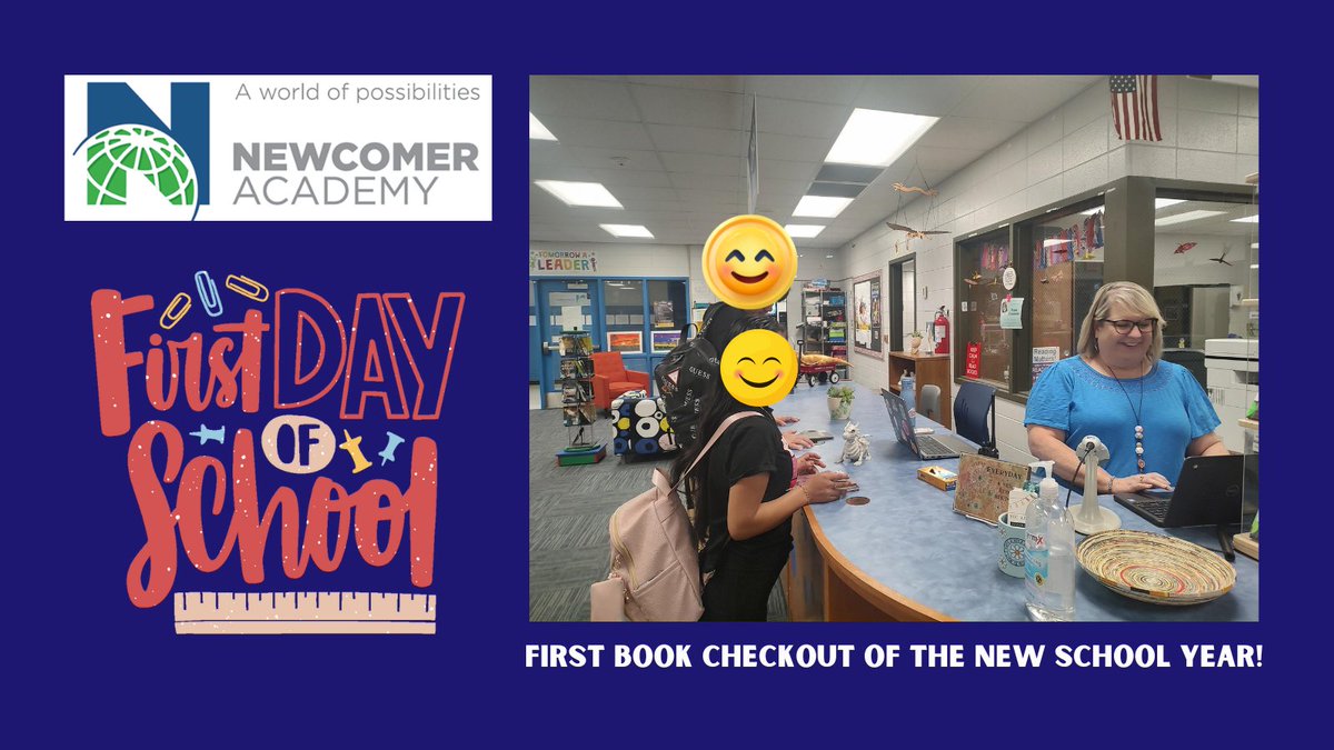 Newcomer Academy Library (@newcomerlibrary) on Twitter photo Happy 1st Day of School from Newcomer Academy! Happy Students = Happy Librarian. #JCPSLibraries <a href="/NewcomerAcademy/">Newcomer Academy</a> <a href="/JCPS_LMS/">JCPS Library Media Services Department</a> Happy 1st Day of School from Newcomer Academy! Happy Students = Happy Librarian. #JCPSLibraries <a href="/NewcomerAcademy/">Newcomer Academy</a> <a href="/JCPS_LMS/">JCPS Library Media Services Department</a>